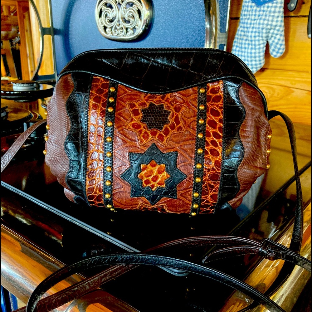 Vintage Sharif Patchwork/Snakeskin Crossbody Bag